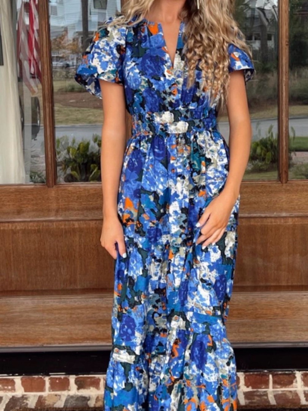 Anthropologie Somerset Maxi Dress in a vibrant blue floral print XXS